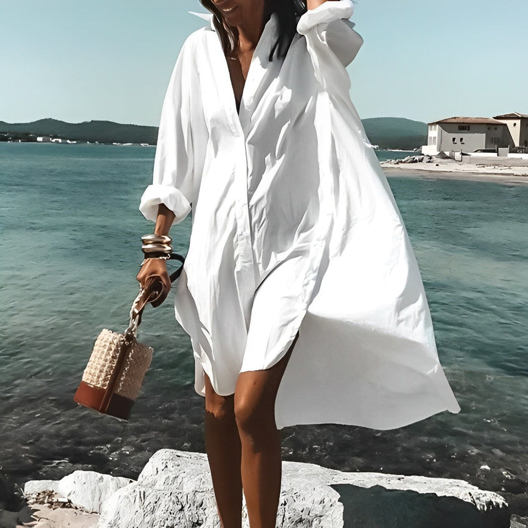 Damen Sommer Blusenkleid weiß – Leicht & elegant für Urlaub & Stadt