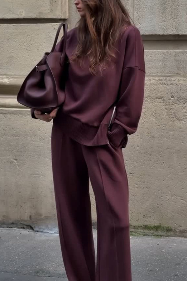 Gemütlicher Rollkragen-Sweatshirt und lockeres Hosen-Set mit Taschen und elastischem Bund