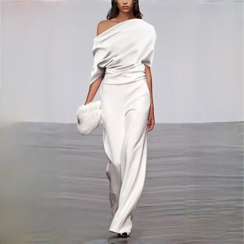 Dames Normaal Jumpsuit Elegant Effen Kleur Halve mouw Eén-schouder Zak Dames Normaal Jumpsuit Elegant Effen Kleur Halve mouw Eén-schouder Zak