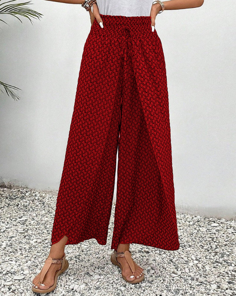 Weite Hose für Damen mit geometrischem Muster im Freizeitlook