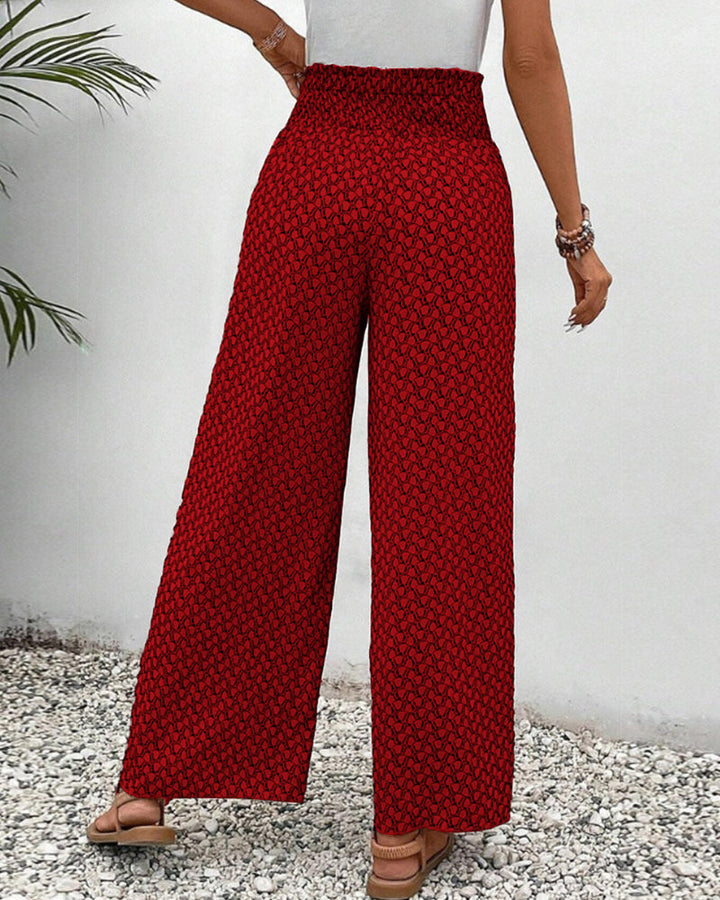 Damen weite Hose mit geometrischem Muster für Büro und Alltag