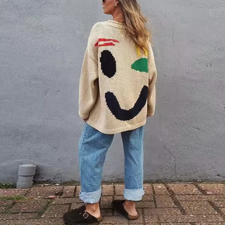 Gemütlicher übergroßer Baumwollstrickpullover