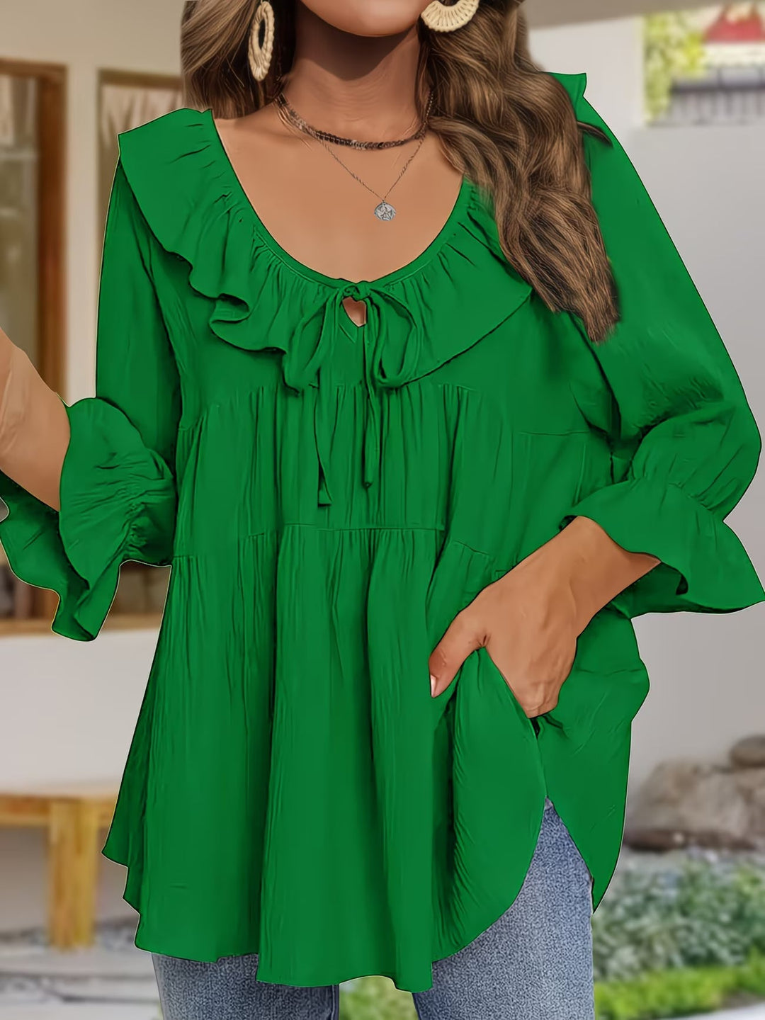 Elegante Bluse mit gerafftem Ausschnitt für Damen