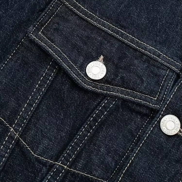 Damen Vintage Kurz geschnittene Jeansjacke