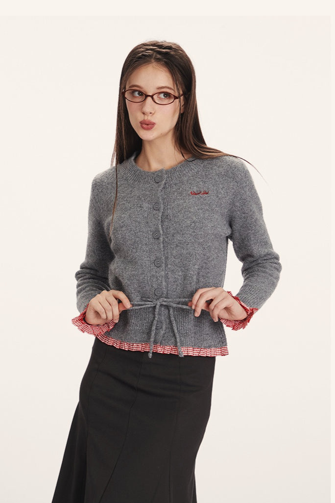 Schmal taillierter Strickcardigan mit Einsatzdesign