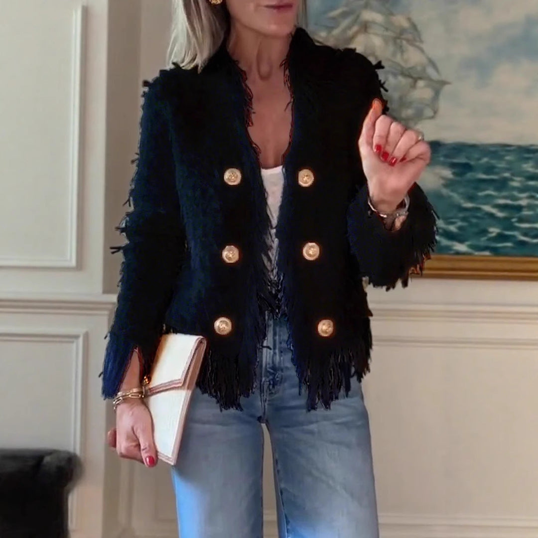 Damen Strickjacke mit Quasten