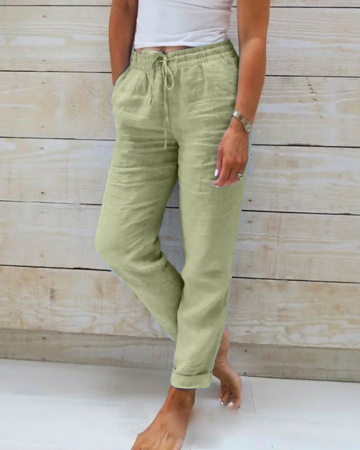 Stretch-Leinenmischhose für Damen