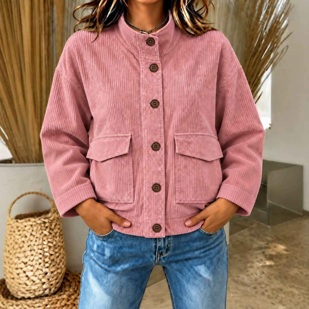Damen-Cordbluse mit langen Ärmeln und praktischen Brusttaschen