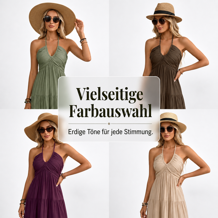 Maxikleid mit neckholder Rückenfrei und fließenden Drapierungen