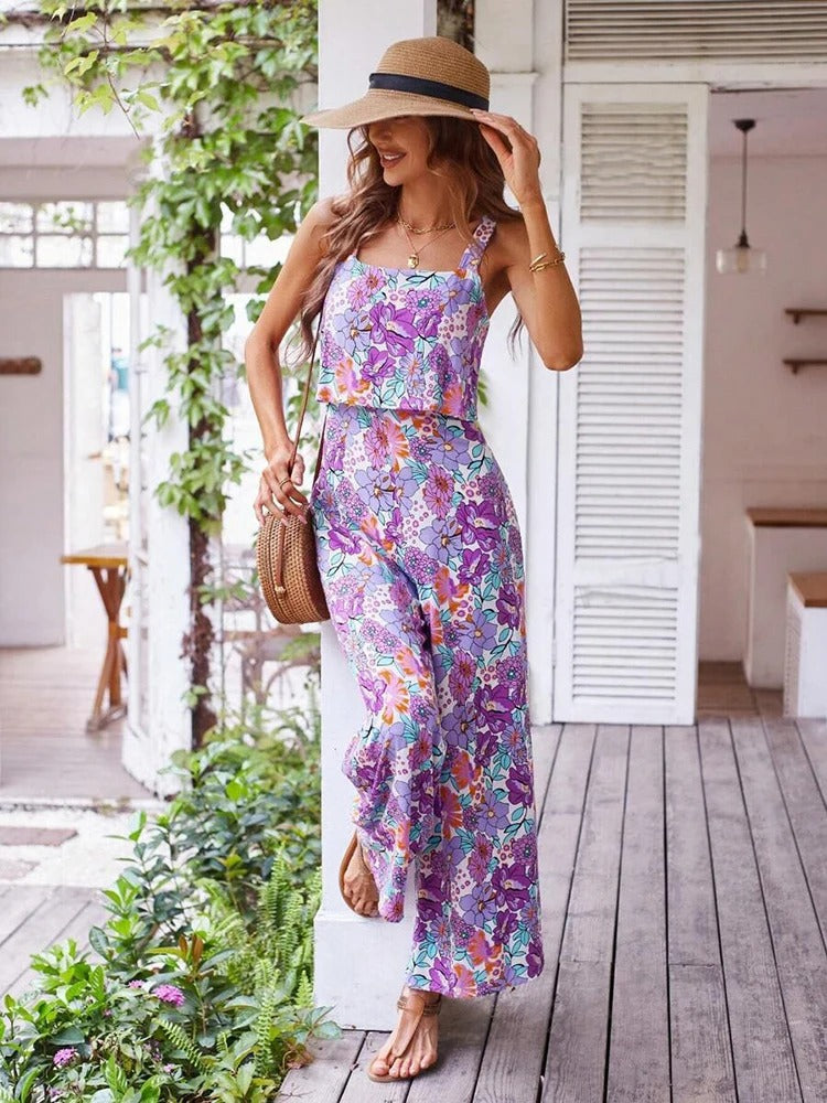 Kalentha® | Zweiteiliger Jumpsuit mit floralem Muster