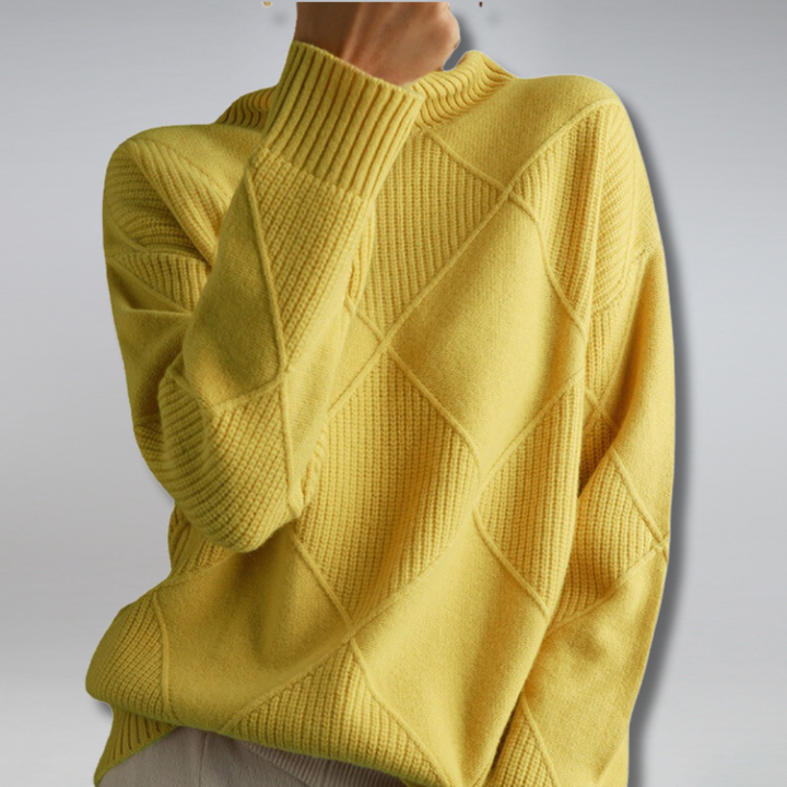 Gemütlicher geometrischer Strick-Rollkragenpullover für Damen
