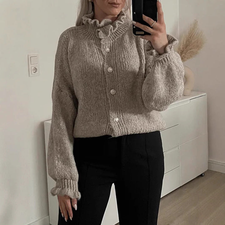 Schicker Damen-Strickjacke mit Knöpfen und stylischem Kragen