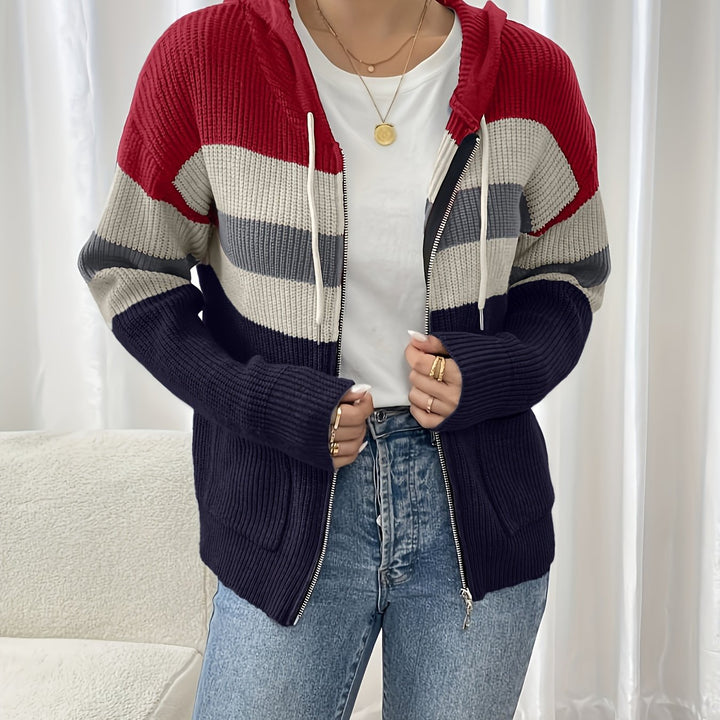 Damen-Cardigan im modernen Look mit Kapuze