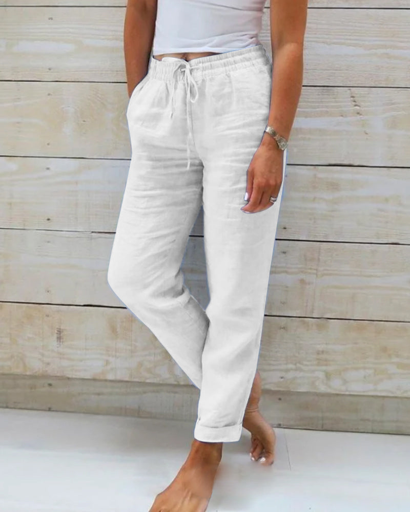 Stretch-Leinenmischhose für Damen