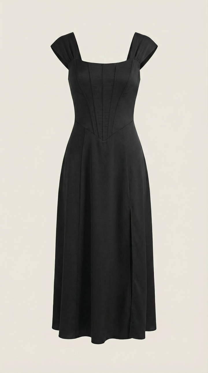 Damen Korsett Midikleid Elegantes Hochzeitsgastkleid