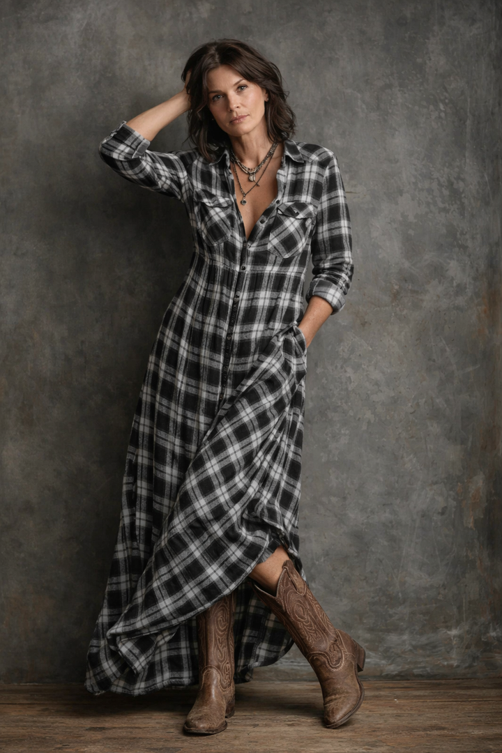Maxikleid mit klassischem Karomuster