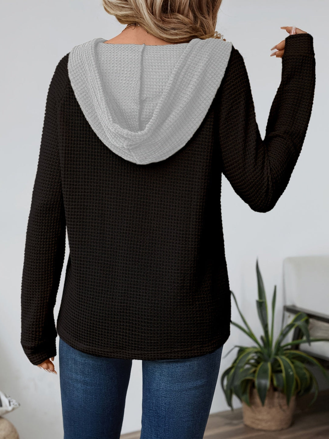 Damen-Kapuzenpullover mit lässigem Schnitt und texturierter Oberfläche