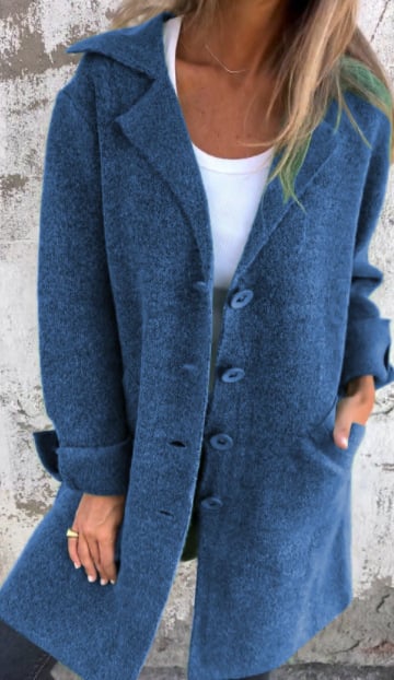 Legerer Chic Strickjacke mit Reverskragen und Taschen