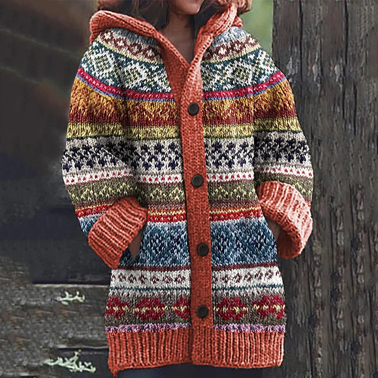 Warmer Strickcardigan mit Print