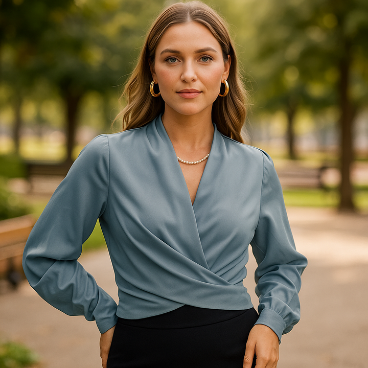 Schicke Bluse mit Puffärmeln und V-Ausschnitt für mühelosen Stil