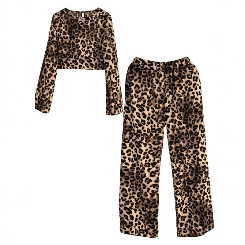 Leopardenmuster Musselin-Hose