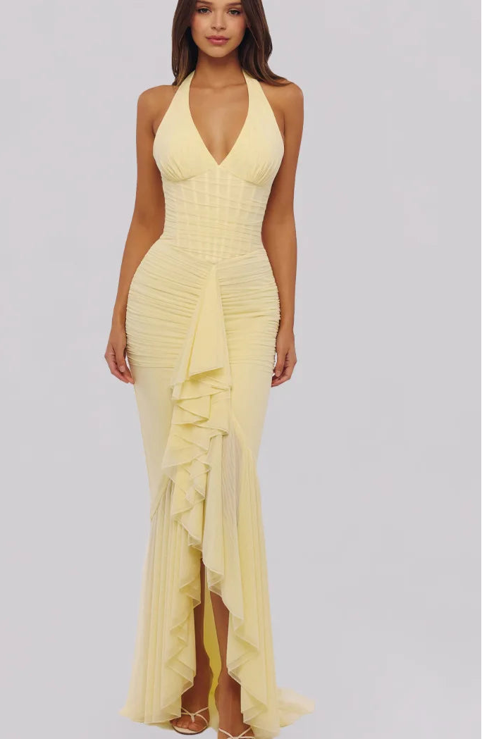 Maxikleid mit gerafftem Neckholder für Damen