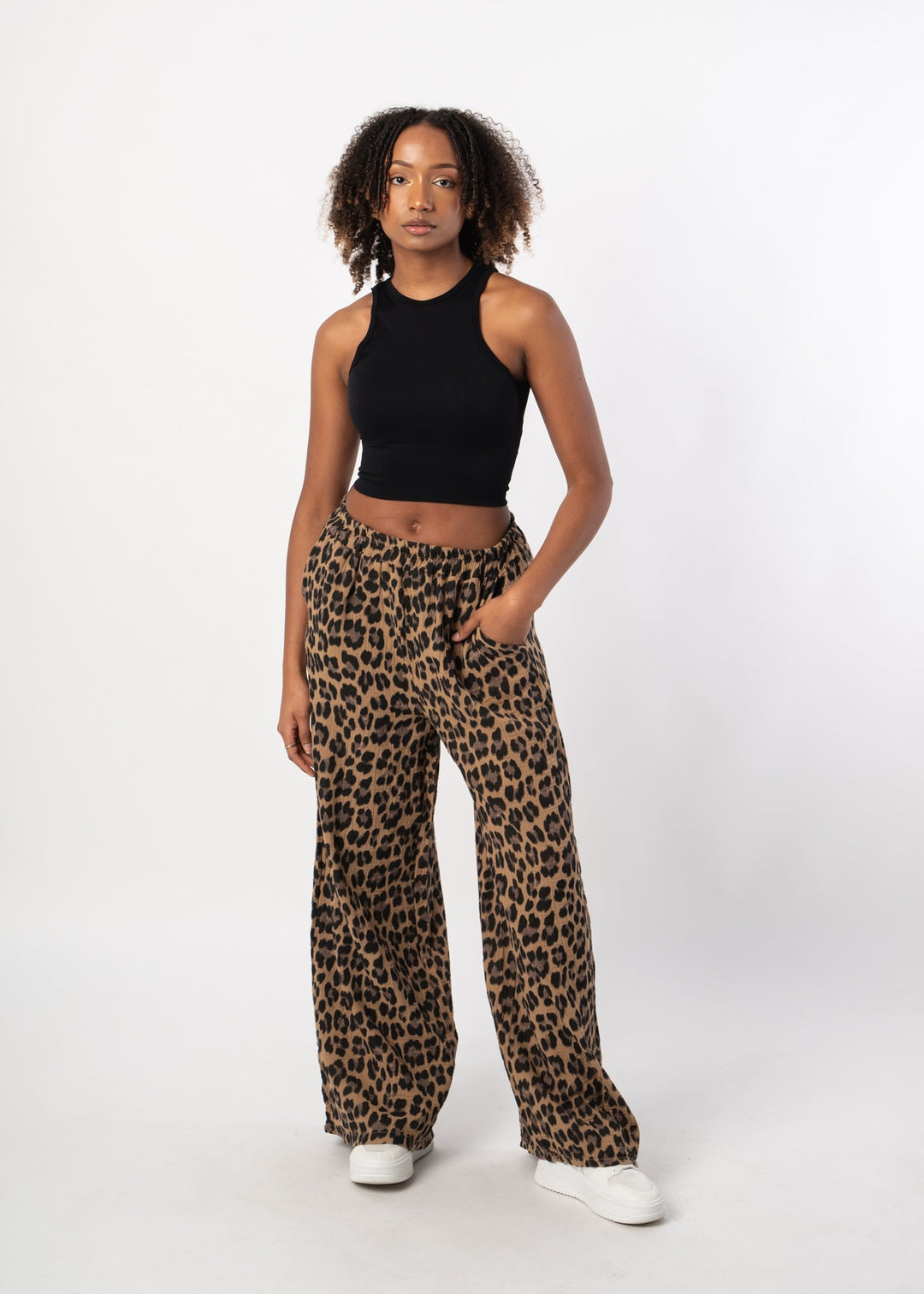 Leopardenmuster Musselin-Hose