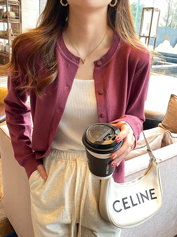 Damen Grobstrick Cardigan mit langen Ärmeln, lockere Passform