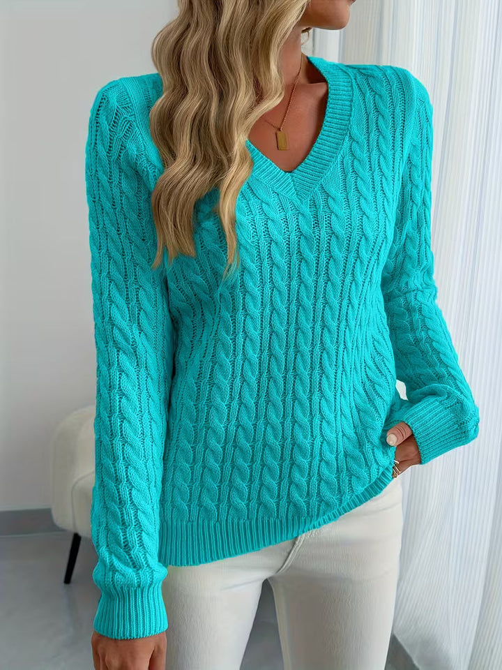 Langarmpullover für Damen mit markantem Zopfmuster