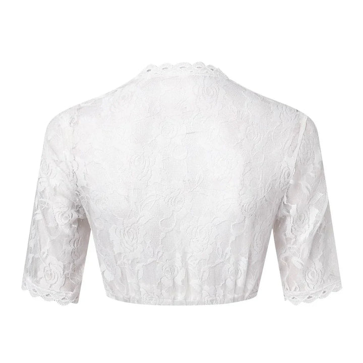 Crop-Top-Dirndlbluse mit V-Ausschnitt, passend zu traditioneller Trachtenmode