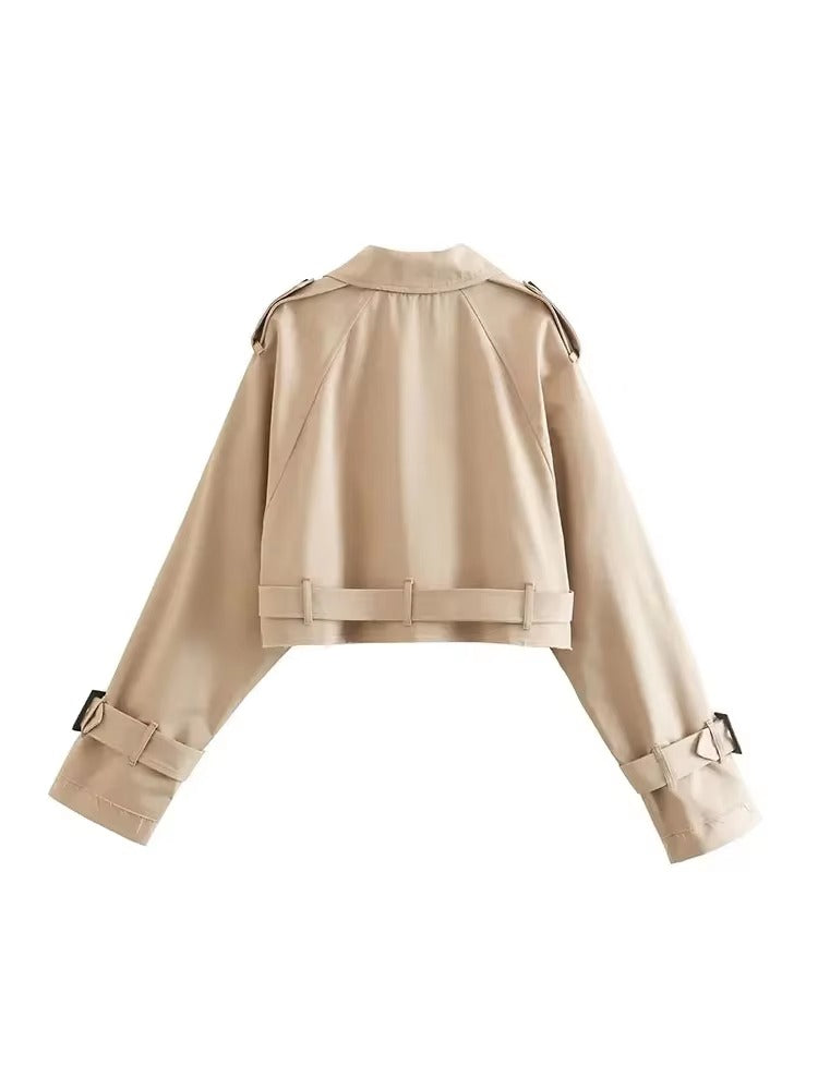 Damen Oversize Kurz geschnittener Trenchcoat
