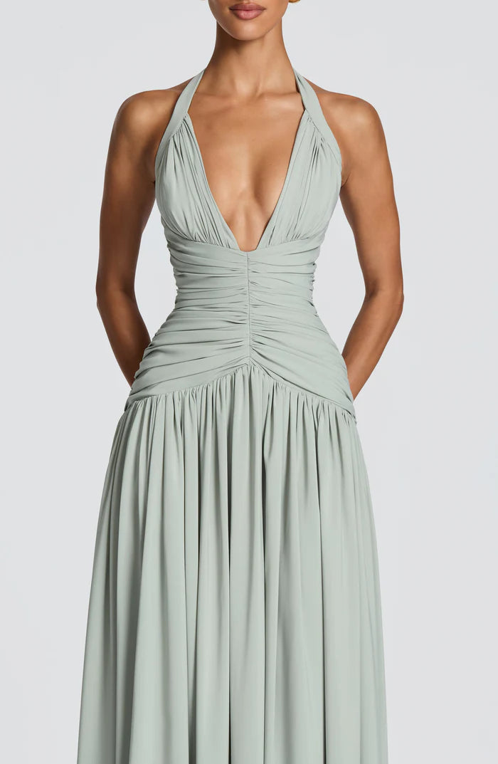 Ärmelloses Damen-Maxikleid mit V-Ausschnitt