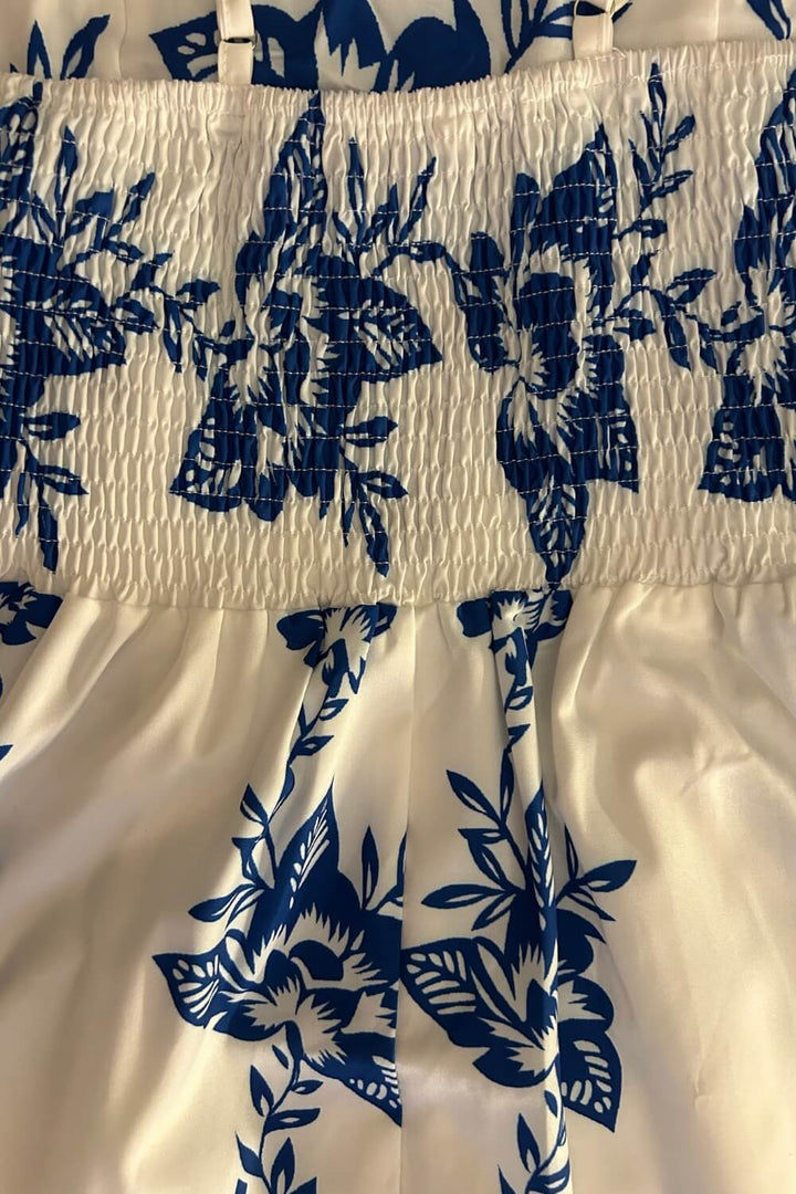 Polyester Spaghettiträger Midi Kleid Blau