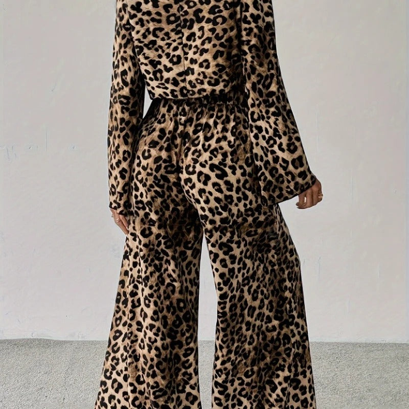 Leopardenmuster Musselin-Hose