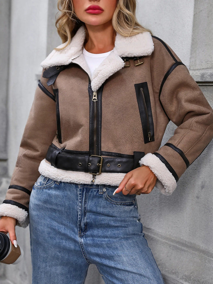 Samt Kurzjacke mit Reißverschlussdetail