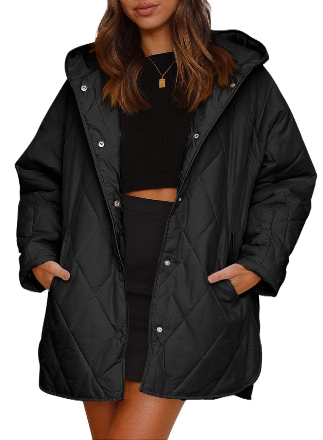 Detailansicht des Rautenmusters auf der Damen-Steppjacke