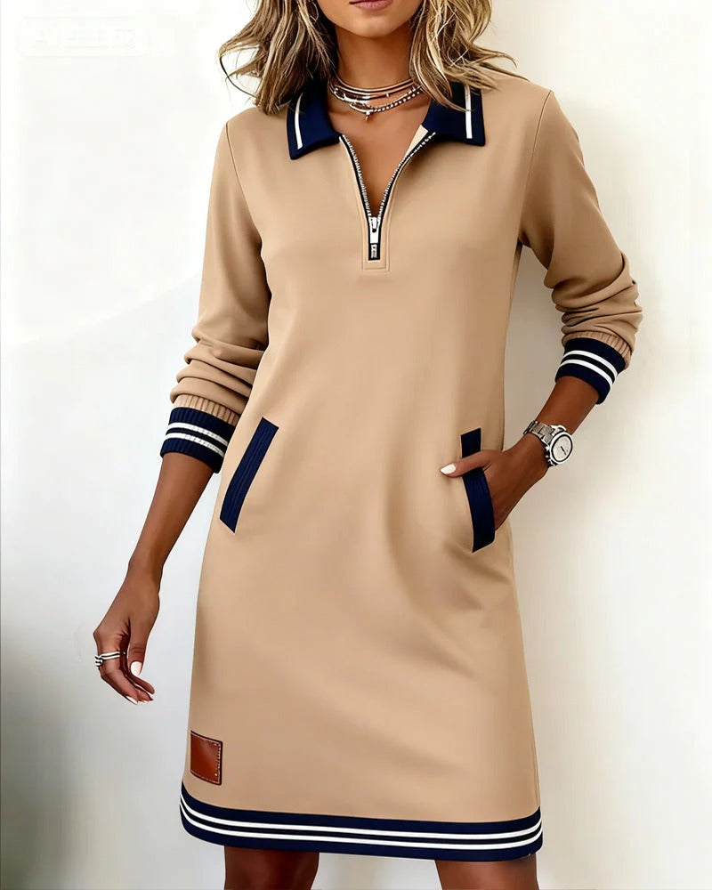 Sportliches Strickkleid mit Reißverschlusskragen