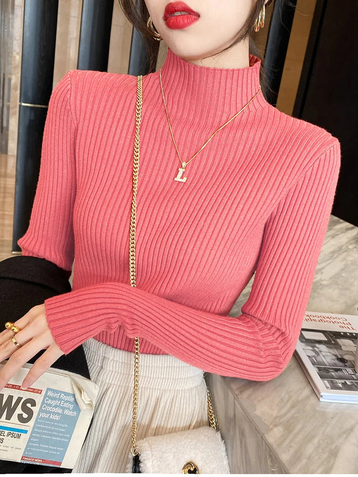 Damen Enganliegender Strickpullover mit Rollkragen