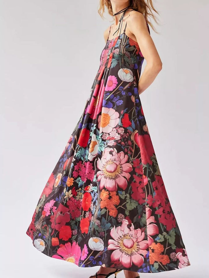 Maxikleid ärmellos mit Blumenmuster aus Polyester
