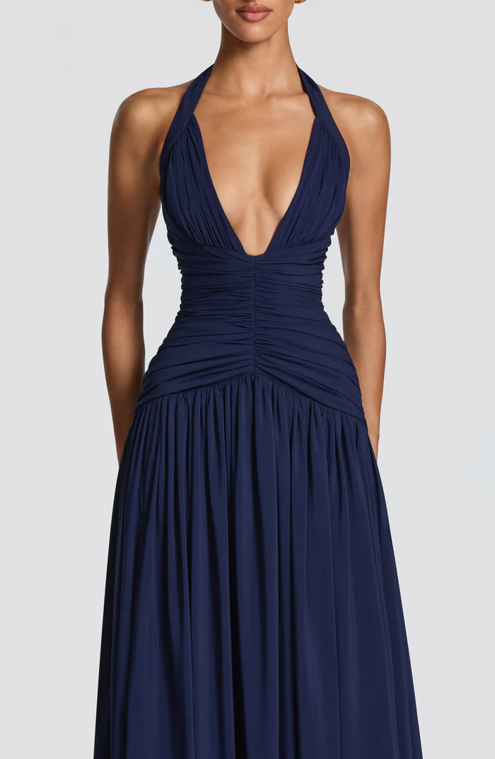 Ärmelloses Damen-Maxikleid mit V-Ausschnitt