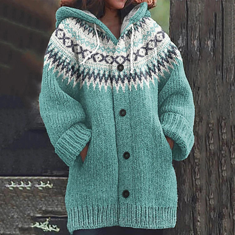 Warmer Strickcardigan mit Print