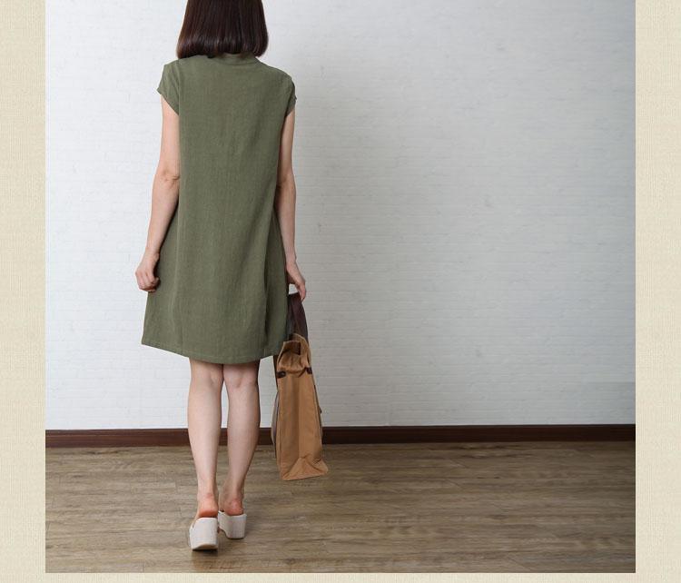 Sommerkleid aus Baumwoll-Leinen in Teefarben Grün