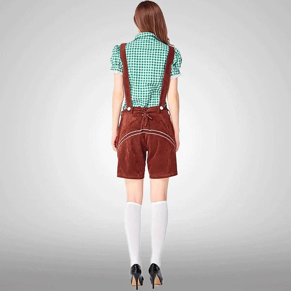 Samt bestickte bayerische kurze Latzhosen für Damen