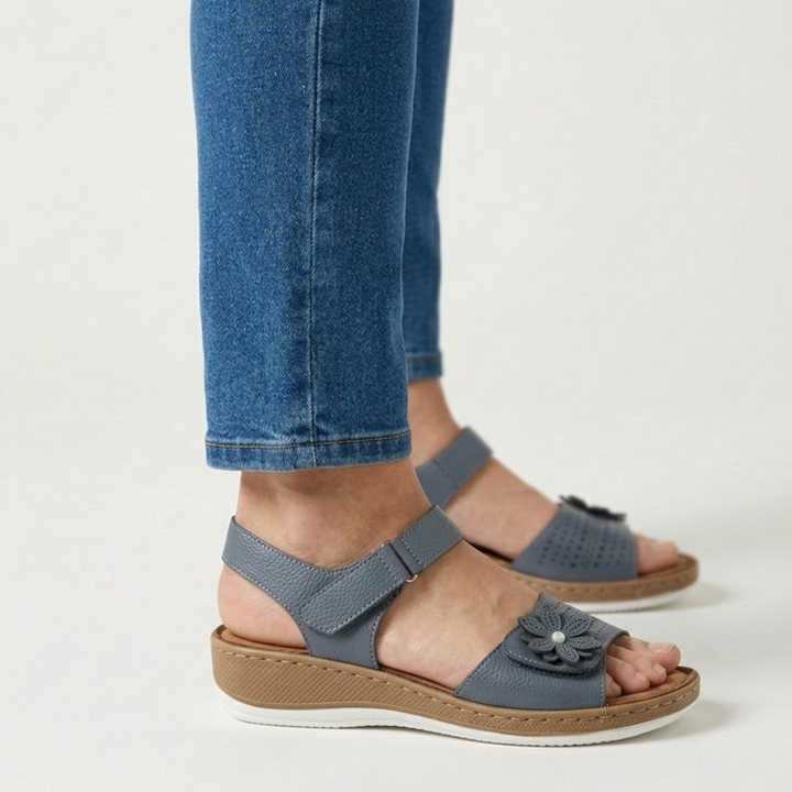 Damen Sandalen mit Blumenmuster und hohem Tragekomfort