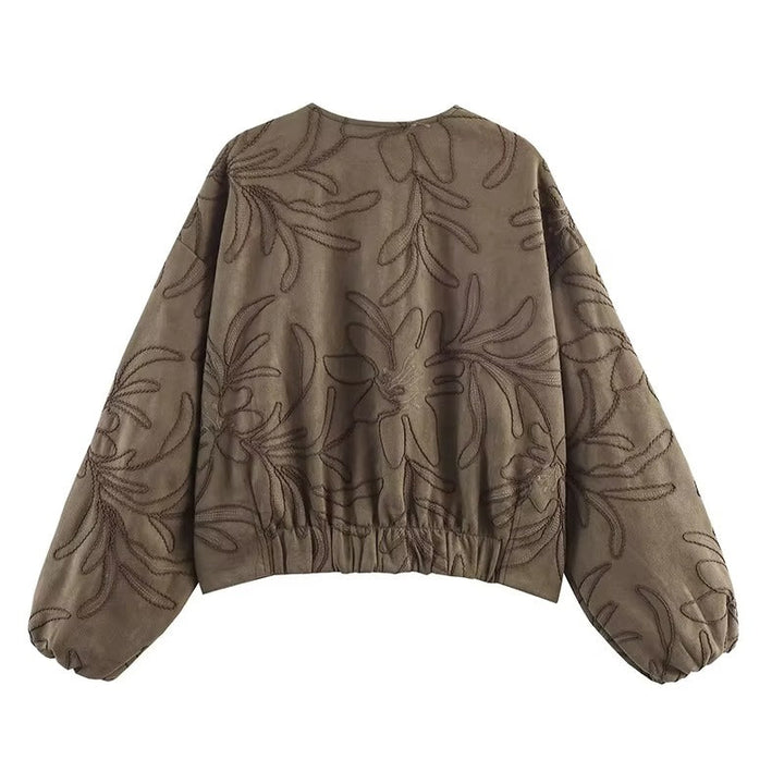 Bomberjacke mit Wildlederstruktur und Stickerei