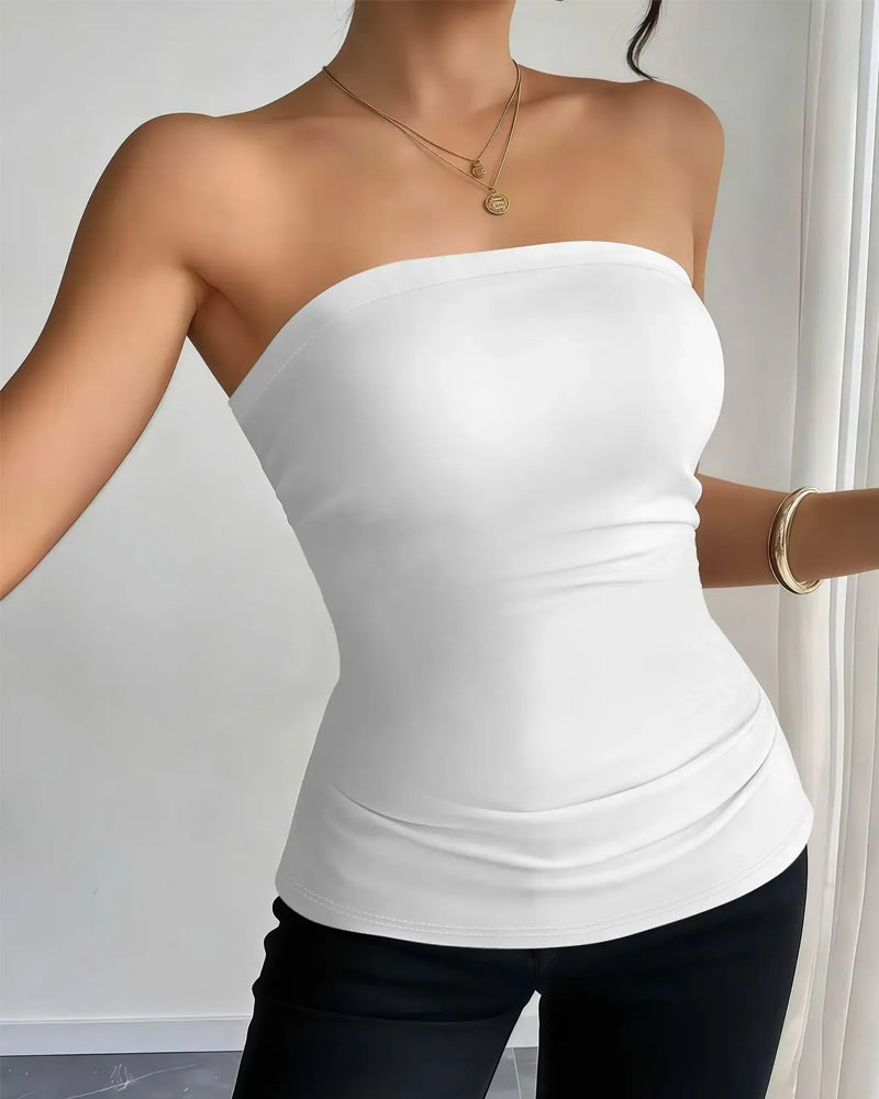 Damen Tanktop Schmal Geschnitten Effen