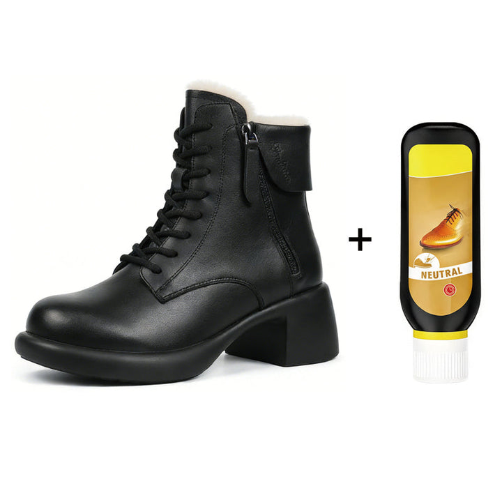 Plüschgefütterte Lederstiefel