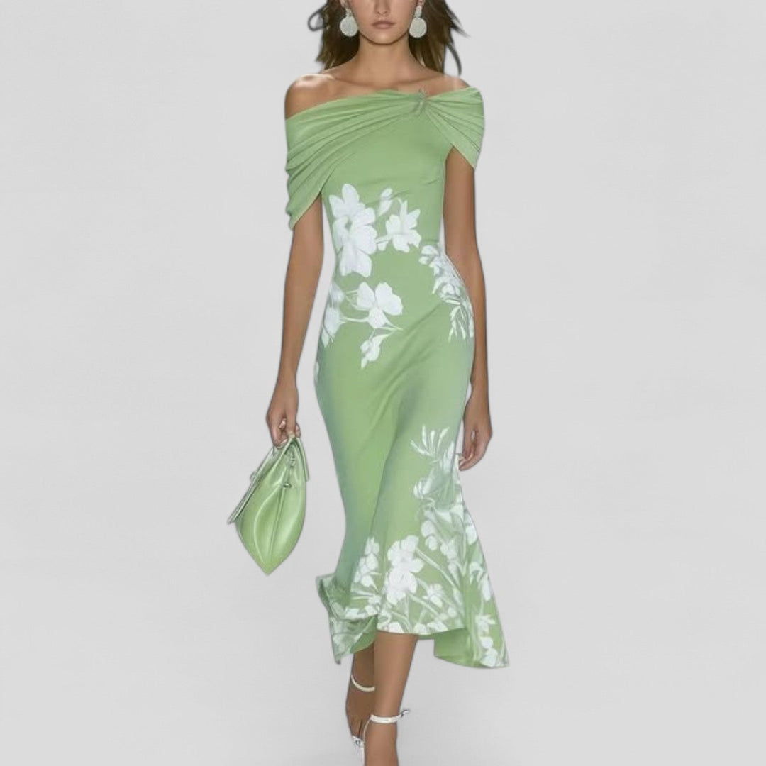 Midi-Kleid mit auffälligem Muster, leichtgewichtiger Stoff