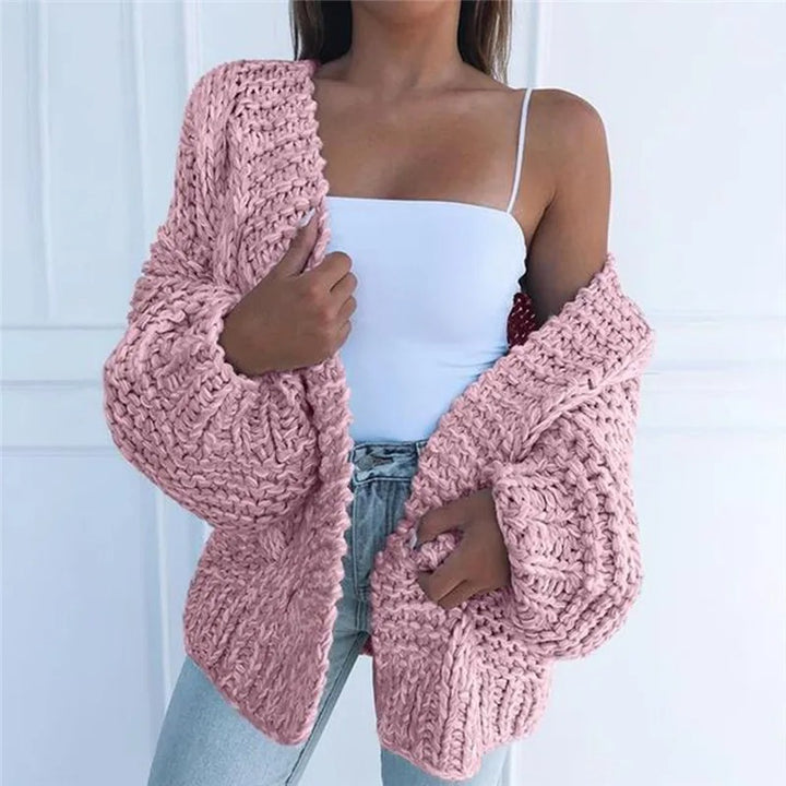 Cozy knitted cardigan in a solid color, casual