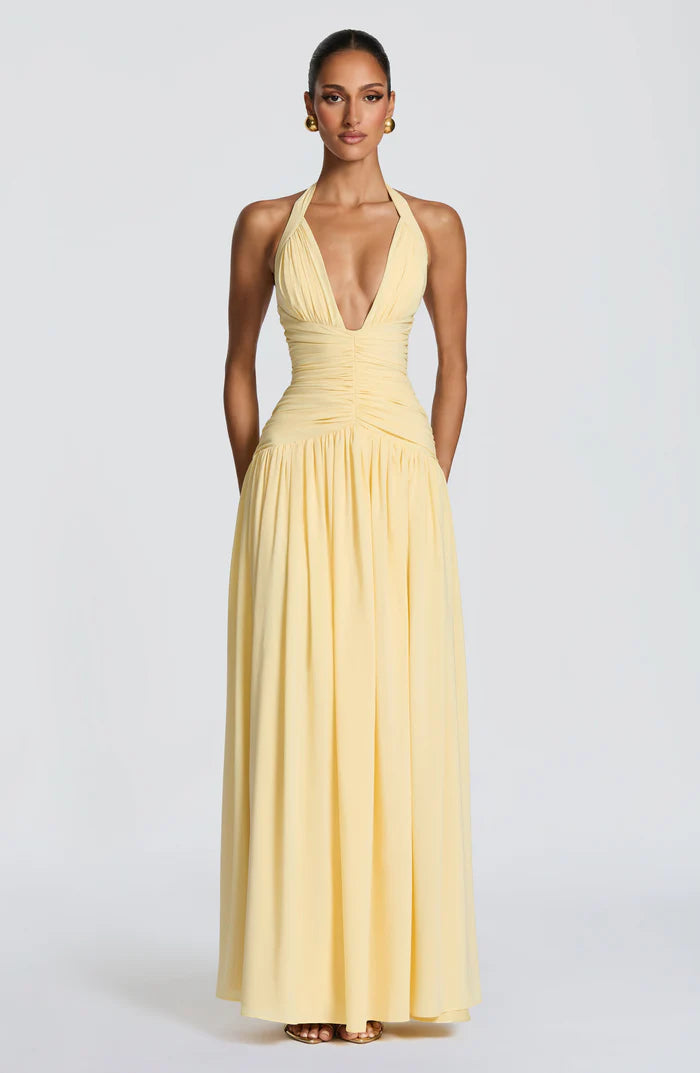Ärmelloses Damen-Maxikleid mit V-Ausschnitt